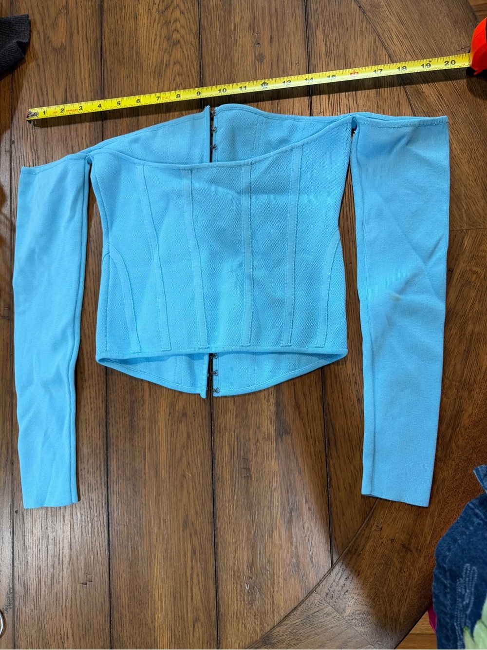 Zara Light Blue Off-Shoulder Corset Top - Picture 3 of 4